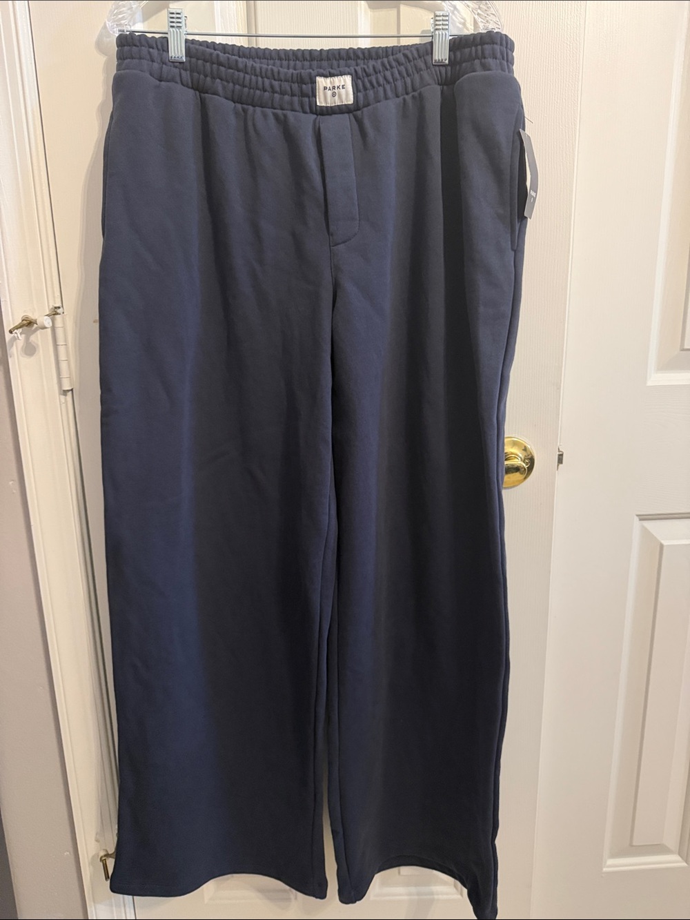 Parke Women’s High Rise Boxer Sweatpants, Navy Blue, Large, NWT